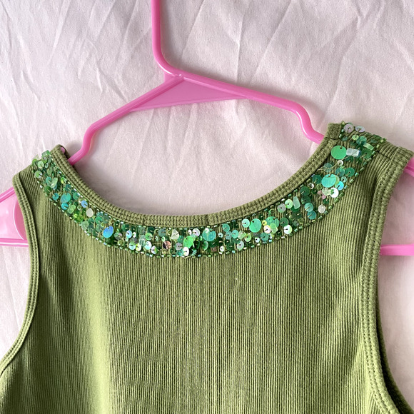 90s VTG Cami Top XS Earthy Grunge Goblin Sequin Forest 70s Wacky Funky Retro - Picture 3 of 10